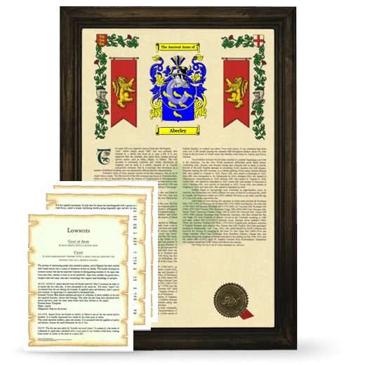 Aberley Framed Armorial History and Symbolism - Brown