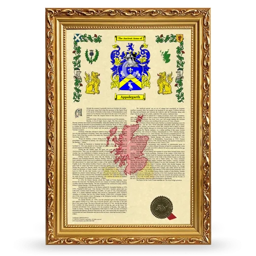 Appalegarth Armorial History Framed - Gold