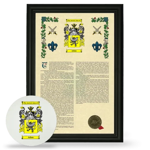 Arbou Framed Armorial History and Mouse Pad - Black