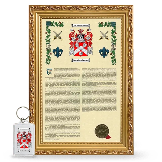 D'archambeault Framed Armorial History and Keychain - Gold