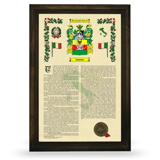 Armano Armorial History Framed - Brown
