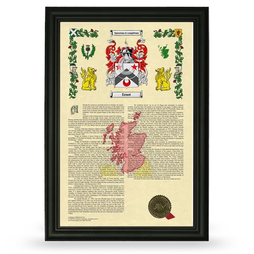 Ernot Armorial History Framed - Black