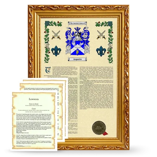 Arquette Framed Armorial History and Symbolism - Gold