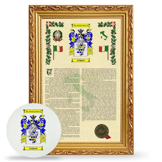 Arrigoni Framed Armorial History and Mouse Pad - Gold