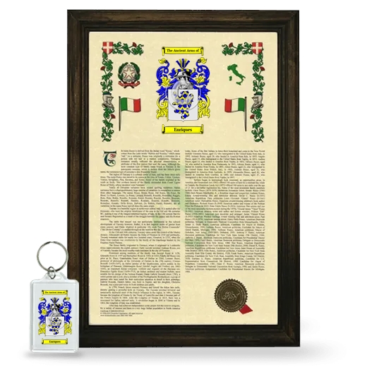 Enriques Framed Armorial History and Keychain - Brown