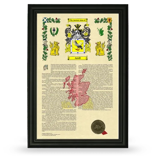 Arrell Armorial History Framed - Black