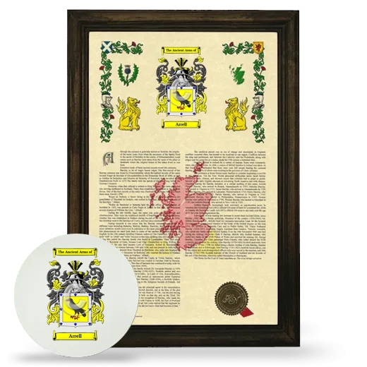 Arrell Framed Armorial History and Mouse Pad - Brown