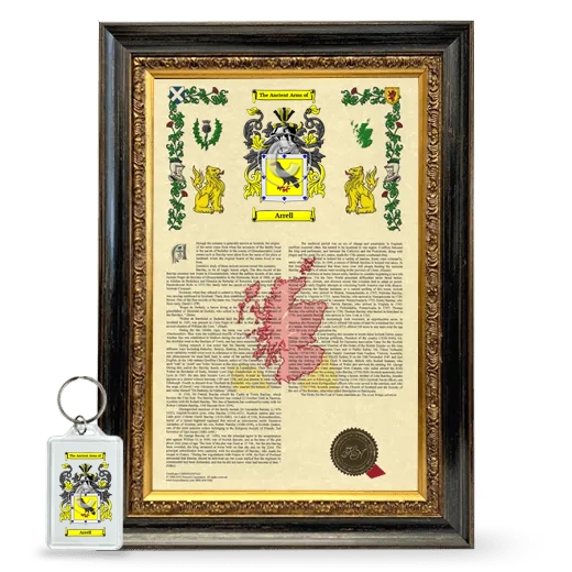 Arrell Framed Armorial History and Keychain - Heirloom