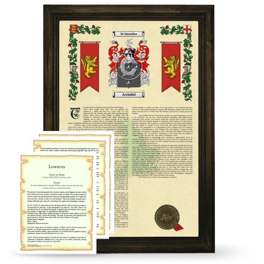 Arrindul Framed Armorial History and Symbolism - Brown