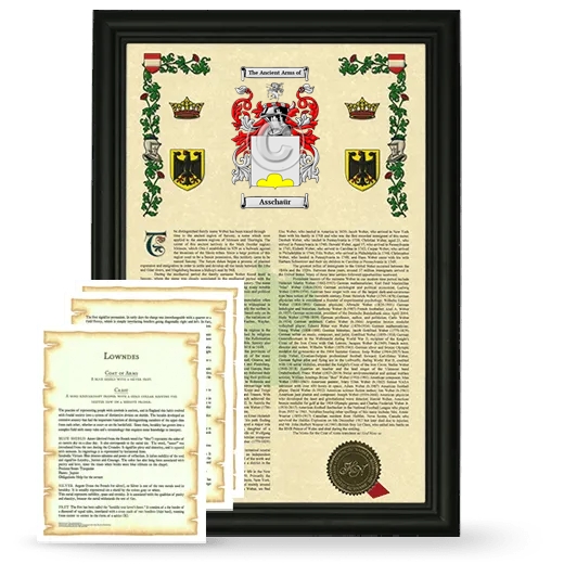 Asschaür Framed Armorial History and Symbolism - Black