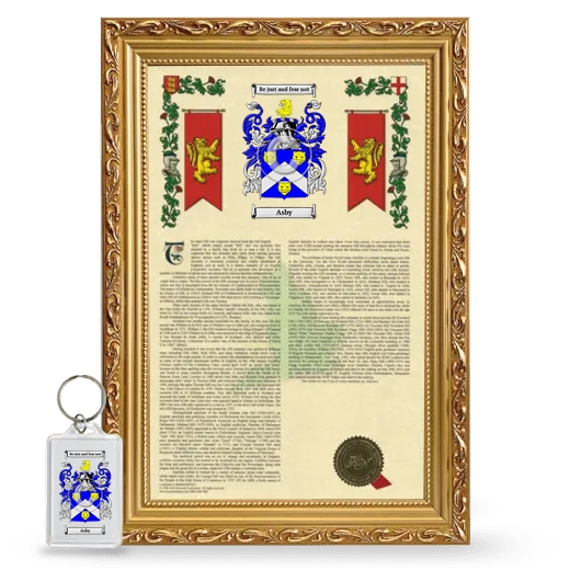 Asby Framed Armorial History and Keychain - Gold