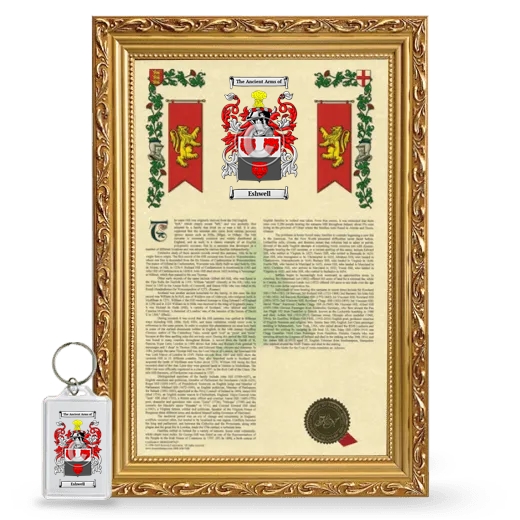 Eshwell Framed Armorial History and Keychain - Gold