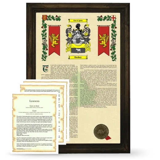 Haskay Framed Armorial History and Symbolism - Brown