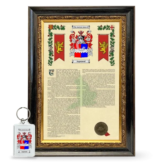 Aspenwal Framed Armorial History and Keychain - Heirloom