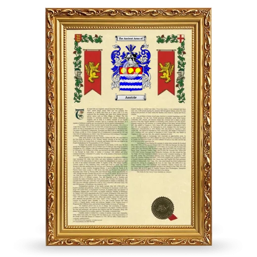 Austrie Armorial History Framed - Gold