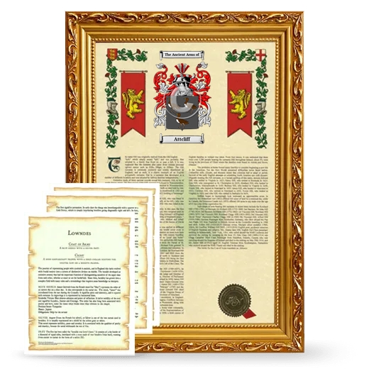 Attcliff Framed Armorial History and Symbolism - Gold