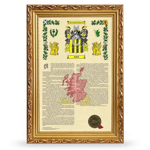 Athel Armorial History Framed - Gold