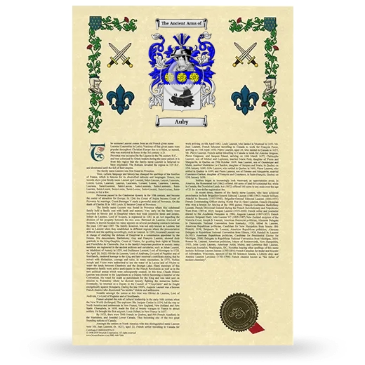 Auby Armorial History with Coat of Arms