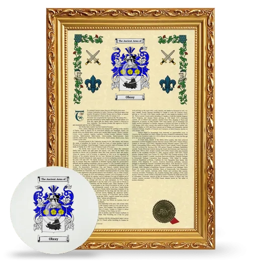 Obray Framed Armorial History and Mouse Pad - Gold