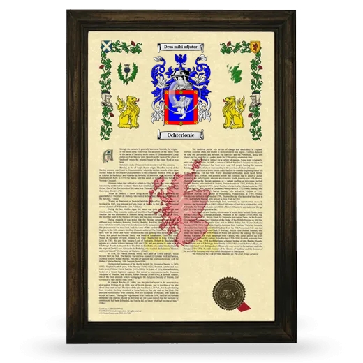 Ochterlonie Armorial History Framed - Brown