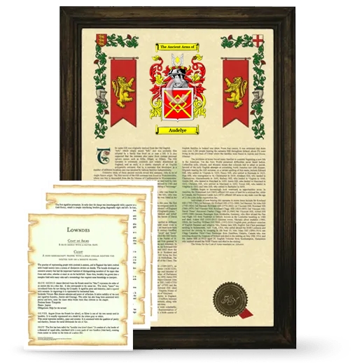 Audelye Framed Armorial History and Symbolism - Brown