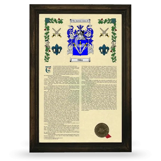 Oday Armorial History Framed - Brown