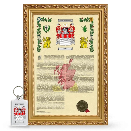 Aldas Framed Armorial History and Keychain - Gold