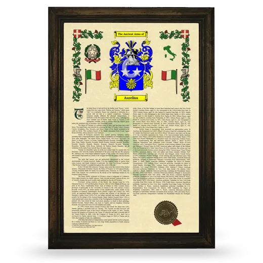 Aurelius Armorial History Framed - Brown