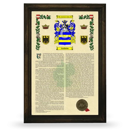 Aunheim Armorial History Framed - Brown