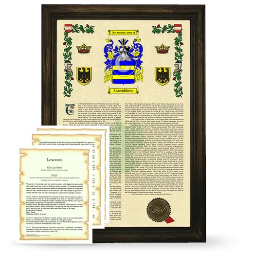 Auwenhheim Framed Armorial History and Symbolism - Brown
