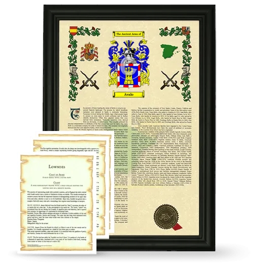 Avalo Framed Armorial History and Symbolism - Black