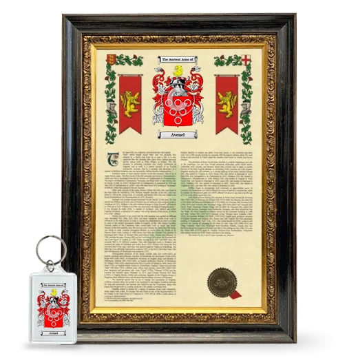 Avenel Framed Armorial History and Keychain - Heirloom