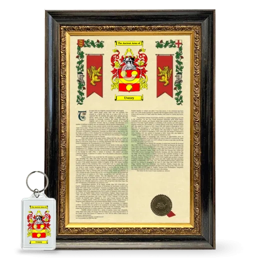 Uverey Framed Armorial History and Keychain - Heirloom