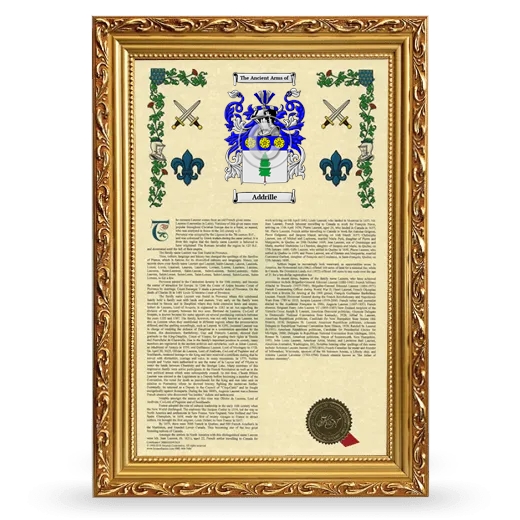 Addrille Armorial History Framed - Gold