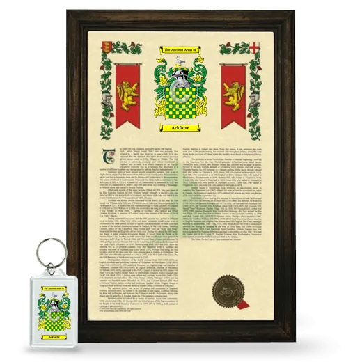 Ackfarte Framed Armorial History and Keychain - Brown