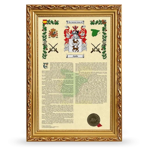 Ayalo Armorial History Framed - Gold