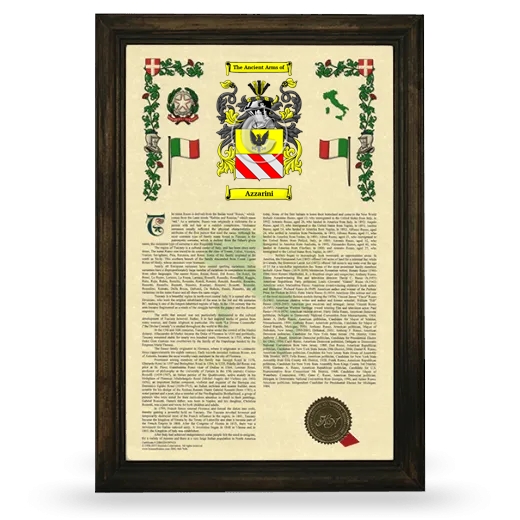 Azzarini Armorial History Framed - Brown