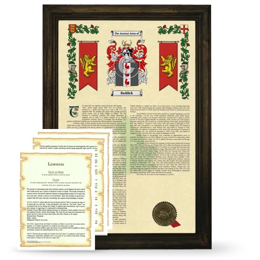Baddick Framed Armorial History and Symbolism - Brown