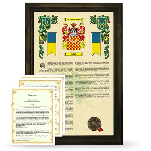 Bobak Framed Armorial History and Symbolism - Brown