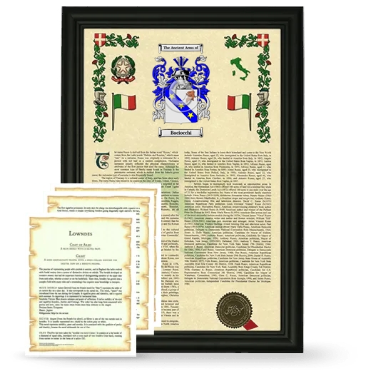 Baciocchi Framed Armorial History and Symbolism - Black