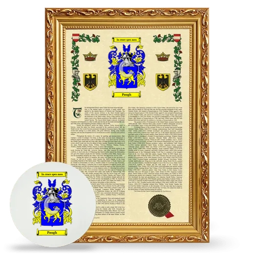 Paugh Framed Armorial History and Mouse Pad - Gold