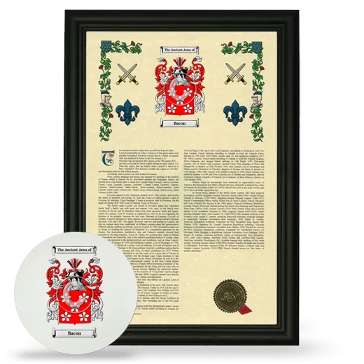 Bacon Framed Armorial History and Mouse Pad - Black