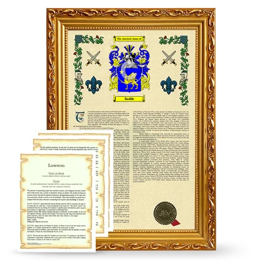 Badde Framed Armorial History and Symbolism - Gold