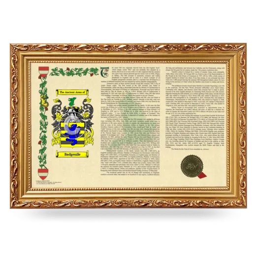 Badgenile Armorial Landscape Framed - Gold