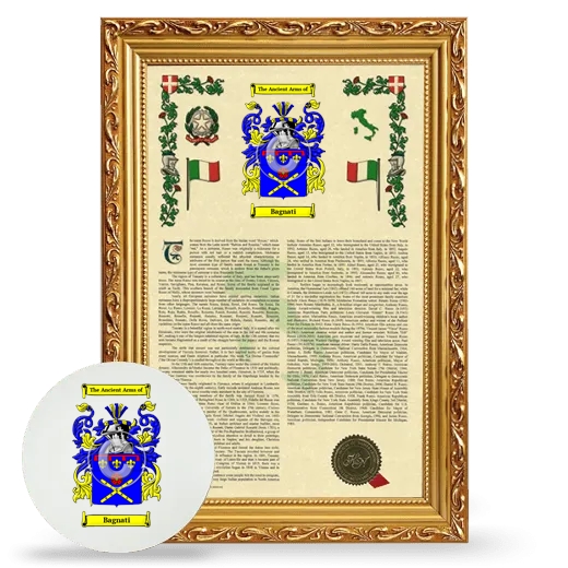 Bagnati Framed Armorial History and Mouse Pad - Gold