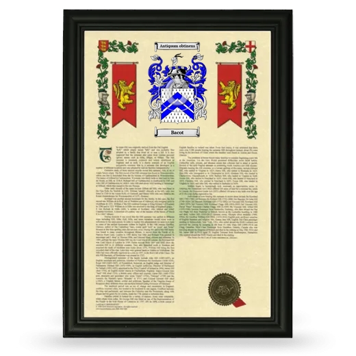 Bacot Armorial History Framed - Black