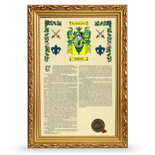 Baillardel Armorial History Framed - Gold