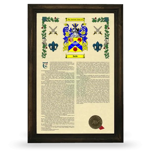 Baile Armorial History Framed - Brown