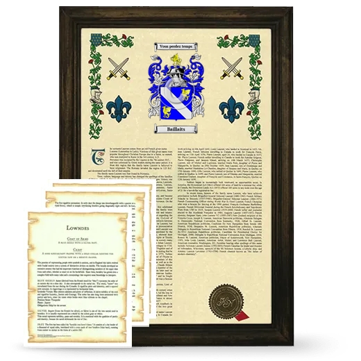 Baillaits Framed Armorial History and Symbolism - Brown