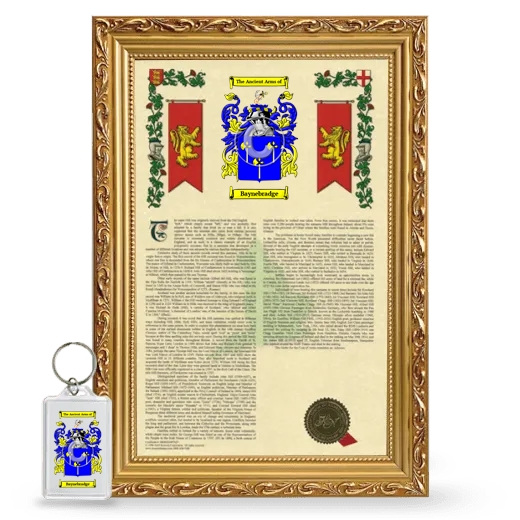 Baynebradge Framed Armorial History and Keychain - Gold
